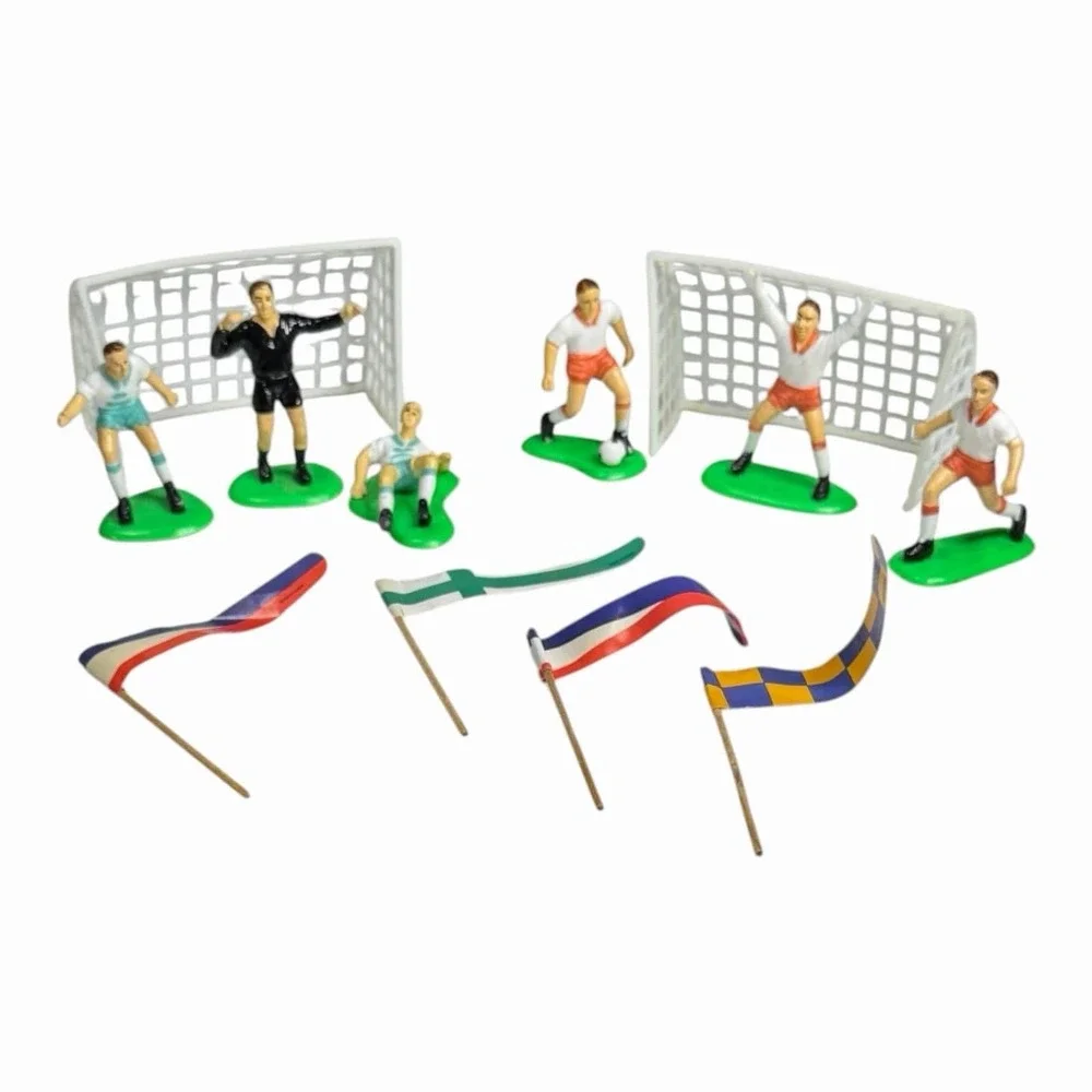 SOCCER Football 12 Pcs Birthday Cake Topper Set Decoration Goals Flags